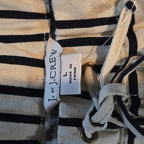 NWT J. Crew Size Large Linen Cotten Blend Shorts Black White - Picture 4 of 9